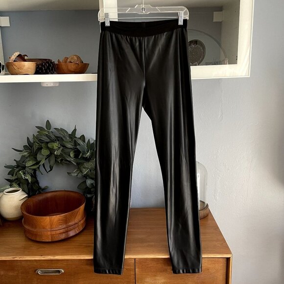 High Everyday Couture Black Faux Leather Leggings Pants - Picture 1 of 6
